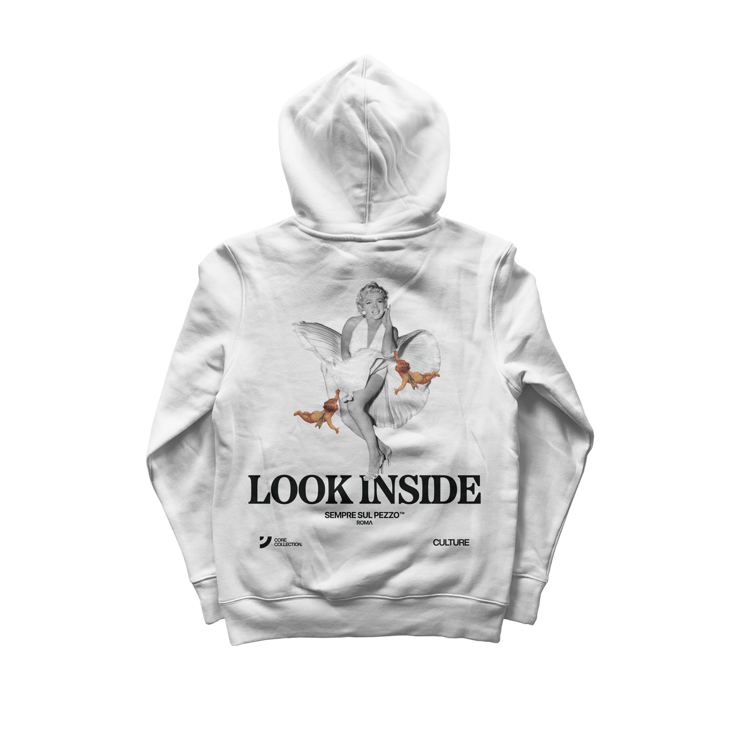 "Look Inside" Graphic Hoodie - White