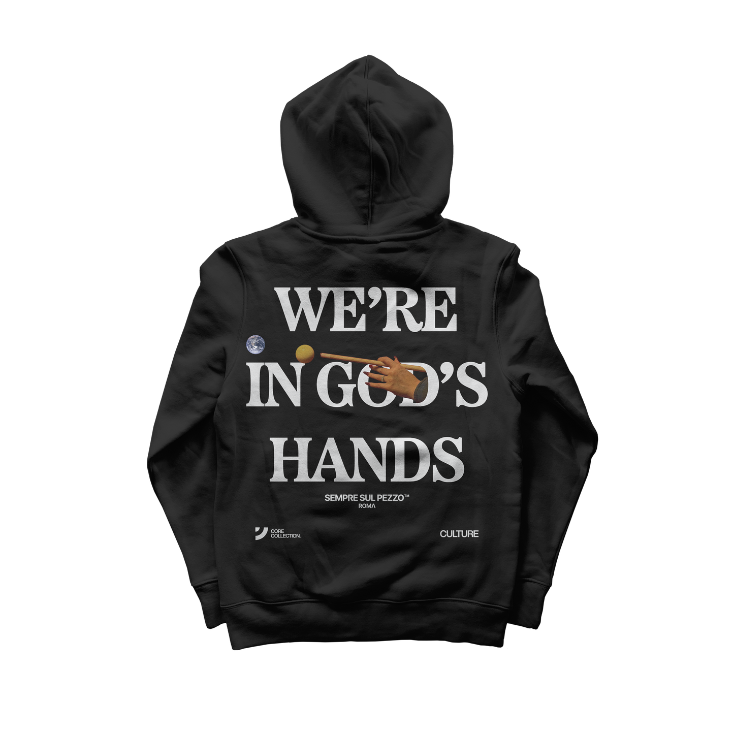 "Were In Gods Hands" Graphic Hoodie - Black