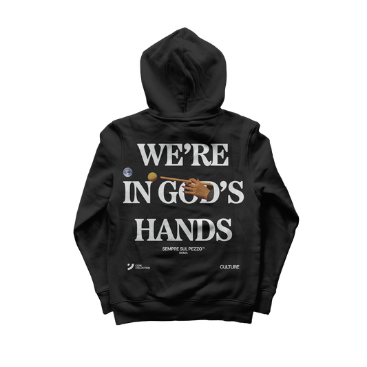 "Were In Gods Hands" Graphic Hoodie - Black