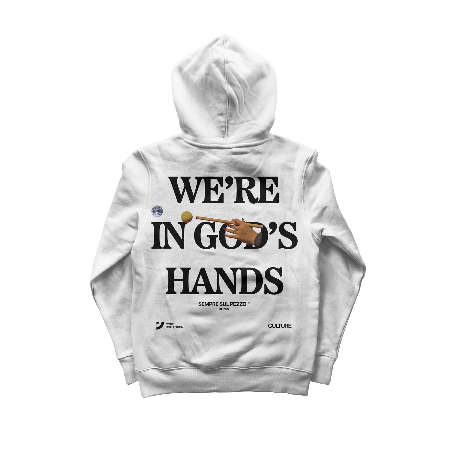 "Were In Gods Hands" Graphic Hoodie - White