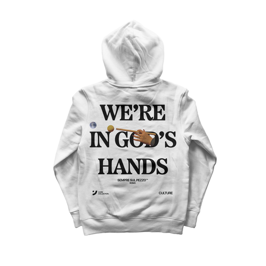 "Were In Gods Hands" Graphic Hoodie - White