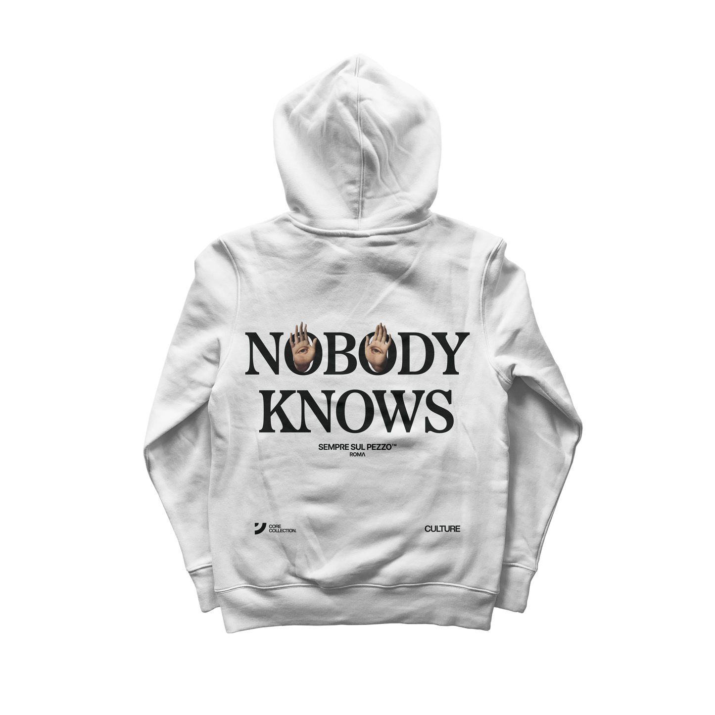 "Nobody Knows" Graphic Hoodie - White