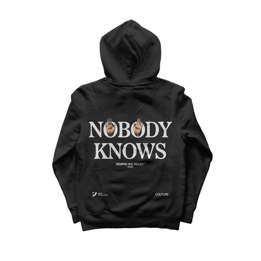 "Nobody Knows" Graphic Hoodie - Black
