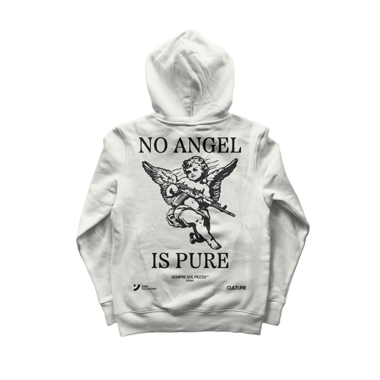 "No Angel Is Pure" Graphic Hoodie - White